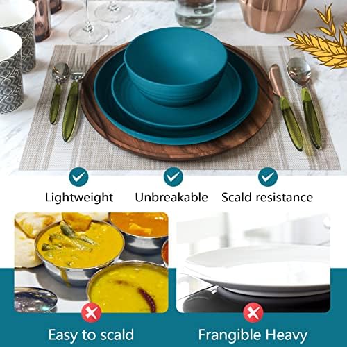 Teivio 32-Piece Plates and Bowls Sets for 8, Wheat Straw Dinnerware Sets - Image 5