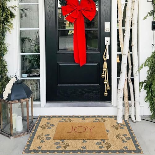 Front Door Mat Outside Entrance - 2x3 Jute-Look Blue Floral Rug - Image 5