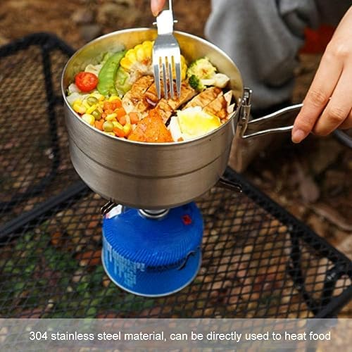 Stainless Steel Camping Cook Pot, 1.5L Camping Cookware with Lid and Folding Handle, Large Capacity Bento Pot for Outdoor Backpacking Campings Hiking Picnic - Image 5