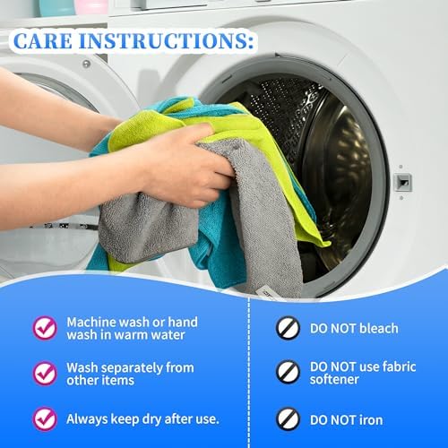 FIXSMITH Microfiber Cleaning Cloth - Pack of 12, Multi-Functional Towels, Size: 12 x 16 in, Highly Absorbent Rags, Lint-Free, Streak-Free for Car, Kitchen, Home, Office - Image 7