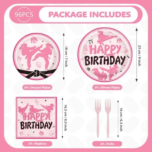 96Pcs Karate Birthday Party Supplies Martial for Girls , Serves 24 - Image 5
