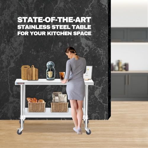 DuraSteel 24x60 NSF Stainless Steel Cart Work Table - Heavy Duty Rolling Food Prep Table Countertop Island - Metal Utility Cart on Wheels Caster, Grill Stand Storage Outdoor Kitchen Tables Bar Top - Image 7