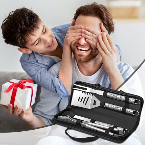 Uncle Gifts from Nephew, Gifts for Uncle Christmas, Grilling Accessories, Heavy Duty Stainless Steel Grill Set BBQ Grill Tools for Outdoor Grill with Aluminum Case, Camping Grill Utensils Set - Image 6