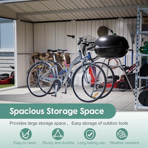 YOPTO 10x12 FT Outdoor Storage Shed,Metal Shed W/Updated Frame Structure,Garden Shed W/Lockable Door,2 Air Vents & Sloped Roof,for Backyard,Patio,Lawn,Black - Image 6