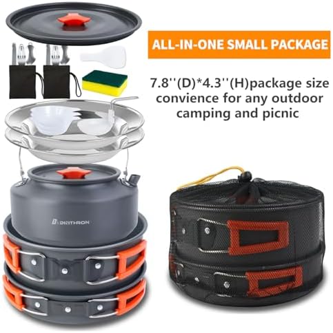 18-Piece Large Capacity Camping Cookware Set Aluminum Mess Kit - Image 2