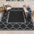 GENIMO Outdoor Rug, Waterproof Plastic Rugs for Patio, 8'x10' Black Gray by GENIMO
