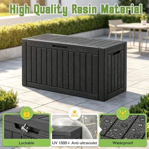 Outdoor Storage Waterproof Deck Box for Patio (110 Gallon, Black) - Image 3