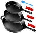 Suteck Cast Iron Skillets 3-Piece Set, 6", 8" & 10" Pre-Seasoned Pan Set by Suteck