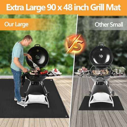 TOHONFOO Large Grill Mats for Outdoor Grill Deck Protector 90 x 48 x 0.04in - Image 2