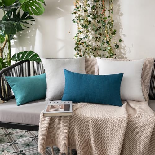 MIULEE Decorative Outdoor Pillow Covers Waterproof 12x12 Blue - Image 3