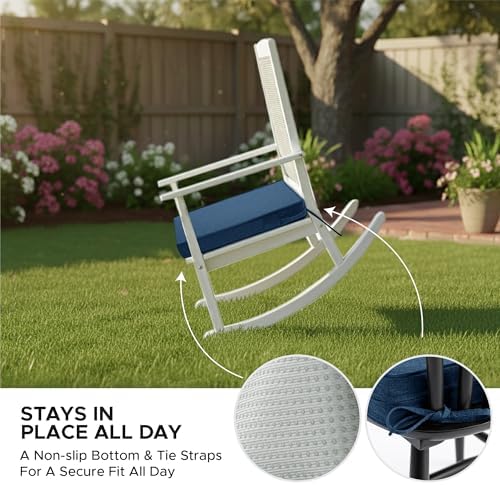 Outdoor Chair Cushions, Set of 4, 24 x 24 Inch, Navy Blue - Image 5