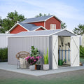 YOPTO 8x12 FT Outdoor Storage Shed W/Floor Frame,Metal Shed W/Double Lockable Doors,Garden Tool House W/ 2 Vents & Sloped Roof,for Backyard Patio Lawn,Gray by YOPTO