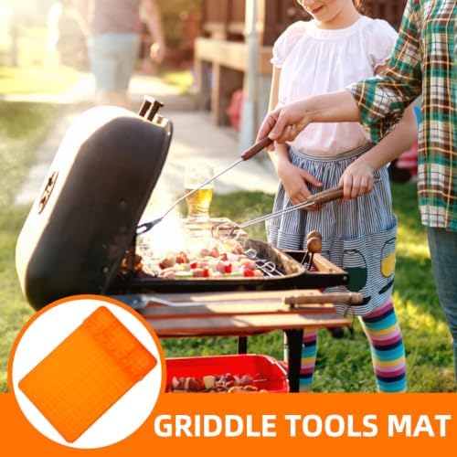 Orange Silicone Grill Tool Mat, Non-Slip Side Shelf Pad for Outdoor Cooking - Image 5