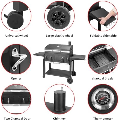 Charcoal Grill 753 Sq In,Extra Large BBQ Grill Adjustable Charcoal Trays - Image 5