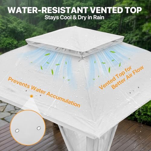 COOS BAY 11x11 Pop Up Gazebo with Netting, Canopy Tent, White - Image 4