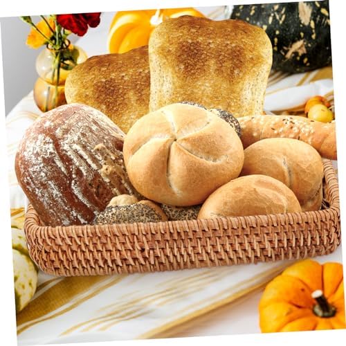 MAGICLULU 3pcs Rattan Bread Basket Bread Storage Woven Baskets Seagrass Picnic Serving Wicker Organizer Small Sundries Organizer Rattan - Image 5
