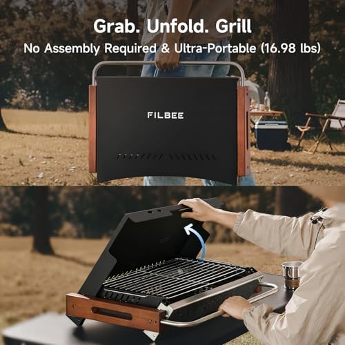 Portable BBQ Charcoal Grill, No Assembly Hibachi Grill for Camping - Image 2