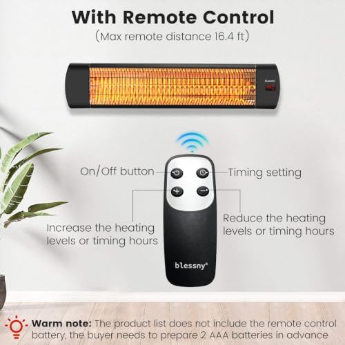 blessny 1500W Wall Mounted Electric Heater for Outdoor Patio & Garage - Image 7