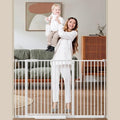DEARBB Extra Wide Baby Gate Ultra Narrow Spacing 30.11-77.36" Pressure Mounted Double Lock Swing Auto Close Walk Through Metal Safety Pet Gate for Stairs and House Doorway Kitchen by DEARBB
