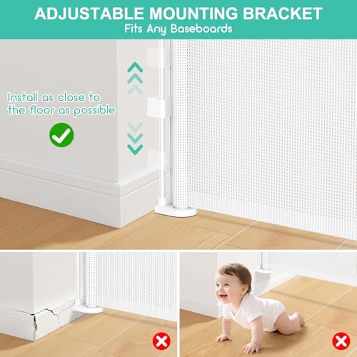 EZIGO 71 Inch Retractable Baby Gates, 41 Inch Extra Tall Retractable Gate - Image 7