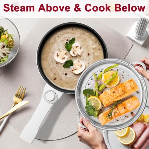 Dezin Electric Pot with Steamer, 1.5L Non-Stick Portable Hot Pot Electric - Image 4