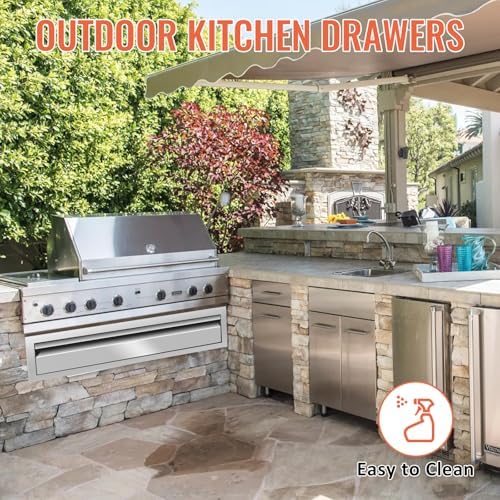 Outdoor Kitchen Drawers Stainless Steel Single BBQ Drawers Built-in Drawer 24" W x 6.5" H x 23" D for Outdoor Kitchen Island Patio Grill Station - Image 5