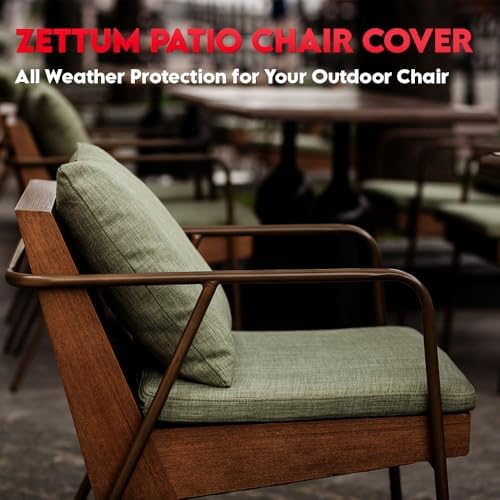 Zettum Stackable Patio Chair Cover 2 Pack - 600D Outdoor Chair Cover Waterproof & Heavy Duty, Lawn Furniture Stacking Seat Cover for 4 - 6 Outdoor Stackable Dining Chairs - 28 x 36 x 47 Inch - Image 7
