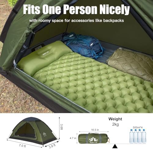 Night Cat Backpacking Tent for One 1 to 2 Persons Lightweight Waterproof Camping Hiking Tent for Adults Kids Scouts Easy Setup Single Layer 2.2x1.2m - Image 4