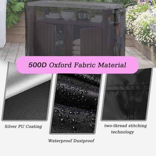 Prep Table Cover for Outdoor Bar Table, 72inch Outdoor BBQ Cart Cover Bar Tool Cart Covers Cooler Covers - 72"L×29"W×43"H, Black - Image 5