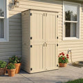 Allpop Tall Outdoor Storage Shed, 61 Cu.Ft Vertical Resin Storage Cabinet with Floor for Trash Cans, Patio & Garden, Khaki by Allpop