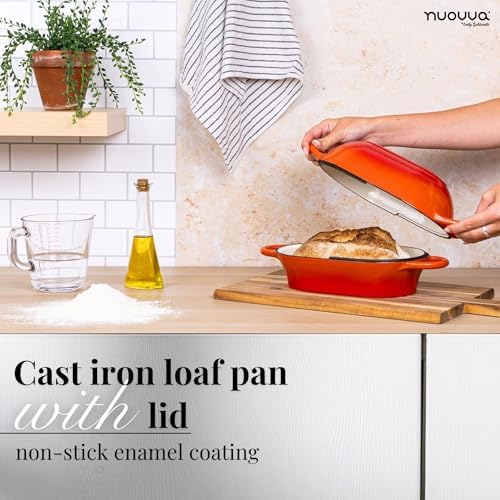 Dutch Oven For Sourdough Bread Baking – Enamelled Cast Iron Bread Loaf Pot – Oven Safe Non Stick Bread Pot – Rectangular, Orange, 24cm x 16cm – by Nuovva - Image 5