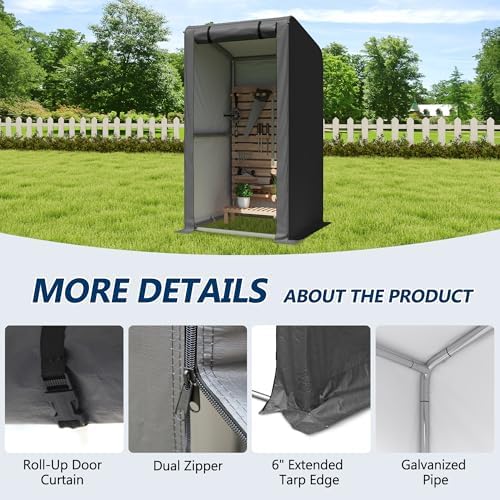 COVERONICS 3' x 3' Outdoor Portable Storage Shelter Shed, Grey - Image 5