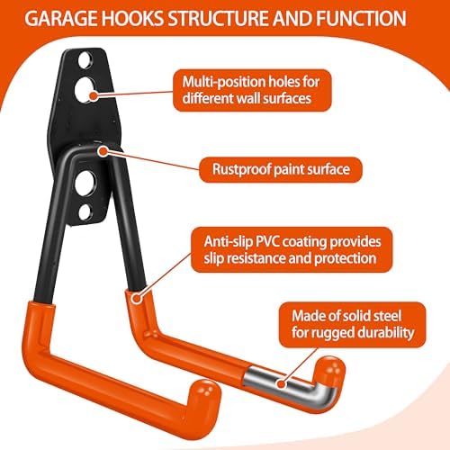 18 Pack Garage Hooks Heavy Duty - Anti-Slip Coating - Image 3