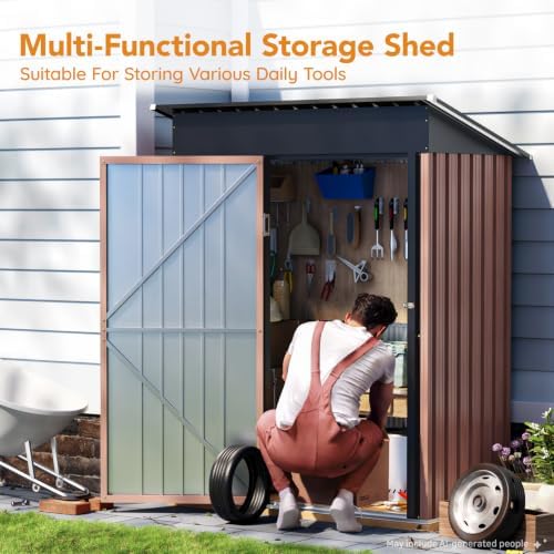 Panovue 5X3X6.1 FT Garden Storage Shed with Frame Floor(NO Wood Panels) - Image 7