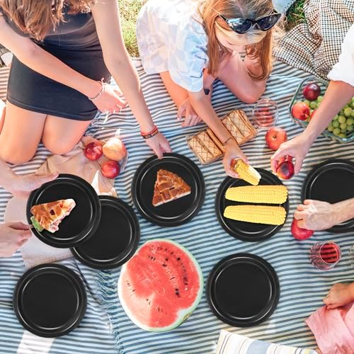 50 Count Dessert Plates 7 Inches Black Paper Plates Disposable Tableware - Image 5