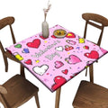 Fitted Tablecloth with Elastic Edge, Love is in The Air Pattern Printed on Fade Resistant Fitted Card Table Cover, Use for Weddings Baby Showers Events, Fit for 30" x 30" Square Tables by JRBSZMI2