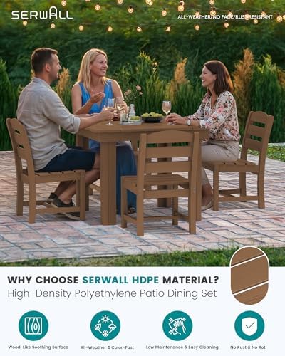 SERWALL HDPE Outdoor Square Dining Set for 4 - Image 4