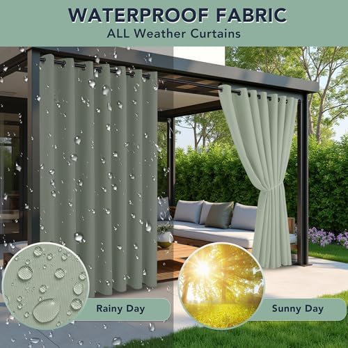 Patio Curtains Outdoor Waterproof, 6-Panels, Privacy Drapes - Image 2