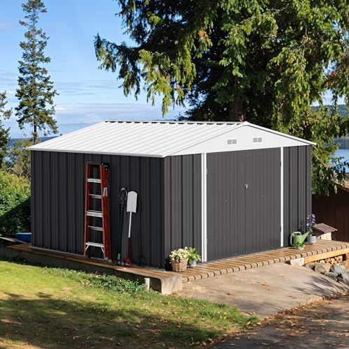 Devoko 10x10 FT Outdoor Storage Shed, Gray - Image 2