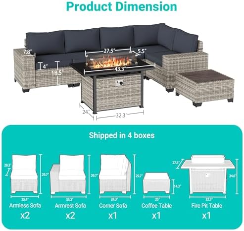 Outdoor Patio Furniture Set PE Wicker Rattan Outdoor Sectional Sofa - Image 2