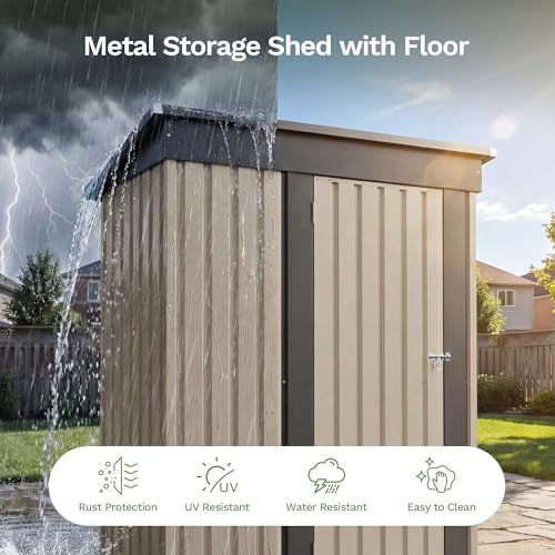 Patiowell 5x3 FT Outdoor Storage Shed with Floor Frame, Small Metal Sheds - Image 5