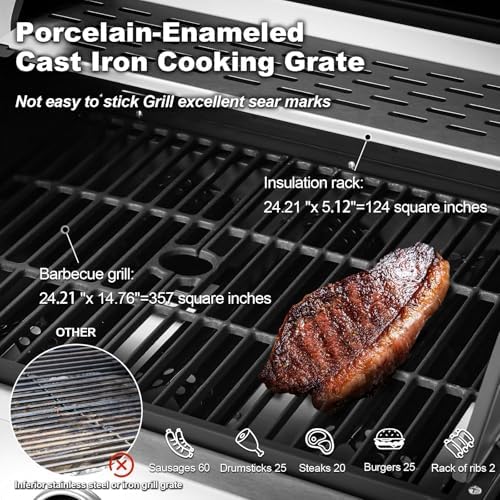 Upgraded 4 Burner 44000 BTU Propane Grill with Side Burner - Image 5