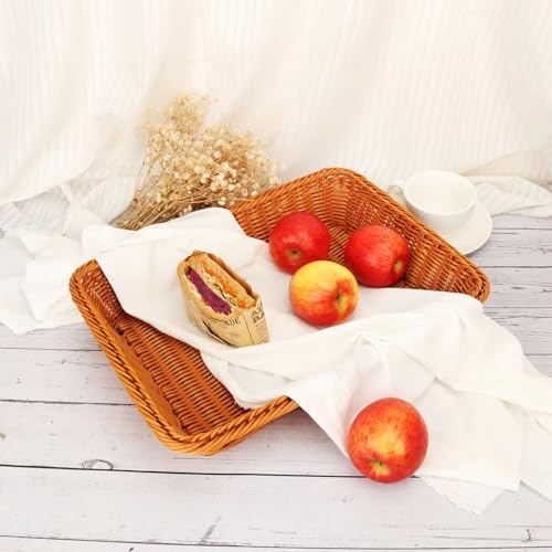Poly Wicker Baskets 4 Pack 16 inch Brown Large Wicker Baskets Storage – Rustic, Durable & Easy-Cleaning Bread Basket, for Home, Restaurant & Hotel Use - Image 6