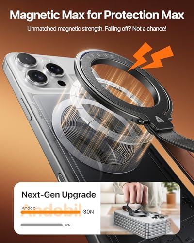 andobil 2026 Premium Leather Magnetic Phone Grip Holder for MagSafe, Stable - Image 6
