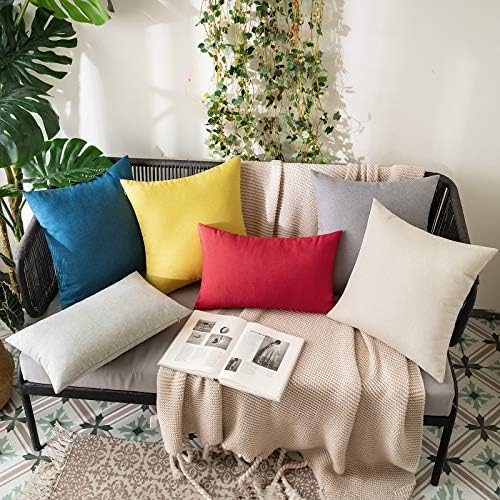 MIULEE Decorative Outdoor Pillow Covers Euro Waterproof 24x24 Beige - Image 4