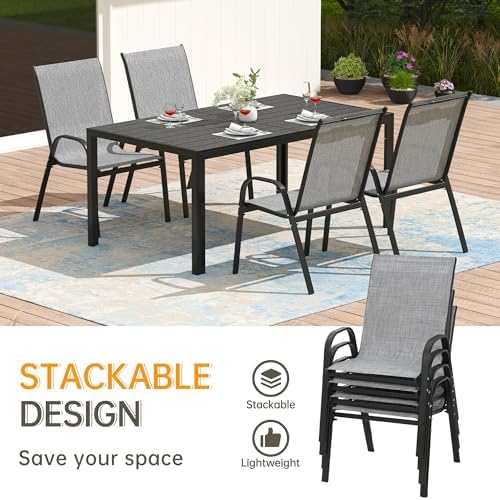 PIZZELLO Outdoor Dining Sets for 4, 60" Rectangular Table with 4 Chairs - Image 5