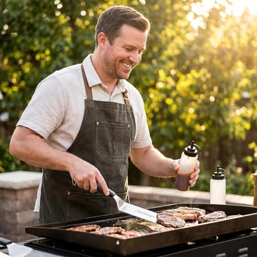 Blackstone Griddle Spatula Set 5-Piece - Heavy Duty 3mm Stainless Steel BBQ Tools with Scraper & Oil Bottles - Professional Griddle Accessories for Blackstone/Camp Chef/Hibachi/Camping Grill - Image 5