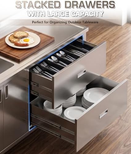 59" Stainless Steel Outdoor Kitchen Sink with Cabinet Fully Assembled - Image 7