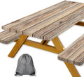 Picnic Table Cover with Bench Covers Camping Essentials Farmhouse Waterproof Windproof Wood Grain Camping Tablecloth Fitted Tablecloth Cover with Elastic Edge for Indoor & Outdoor 3 PCS 30x96 Inch by Xguatan