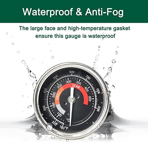 Upgrade Replacement Thermometer for Big Green Egg,3.3" Grill Temperature Gauge for Big Green Egg Accessories 150-900°F with Waterproof and No-Fog Glass Lens - Image 4